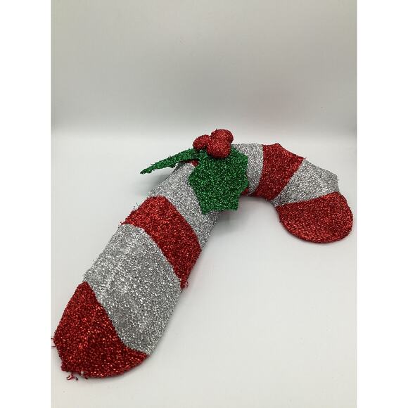 15" Christmas Holiday Tinsel Lighted Candy Cane Yard Door Window Display Decor - Picture 2 of 5